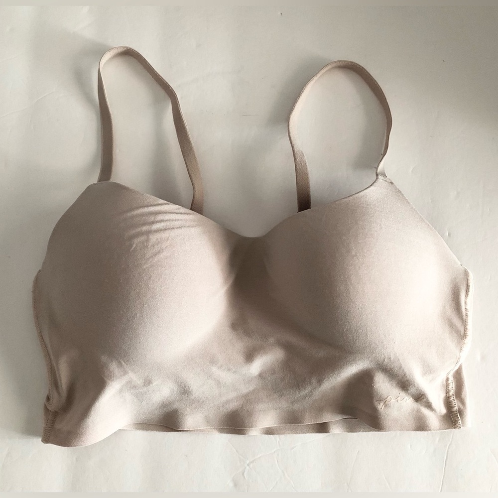 PINK Victoria’s Secret Wireless Seamless Light Beige Bralette Beige Small